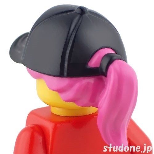 LEGO レゴ アクセサリー ヘア(キャップ/ブラック/レインボースター・ダークピンク) パーツ 部品 正面画像
