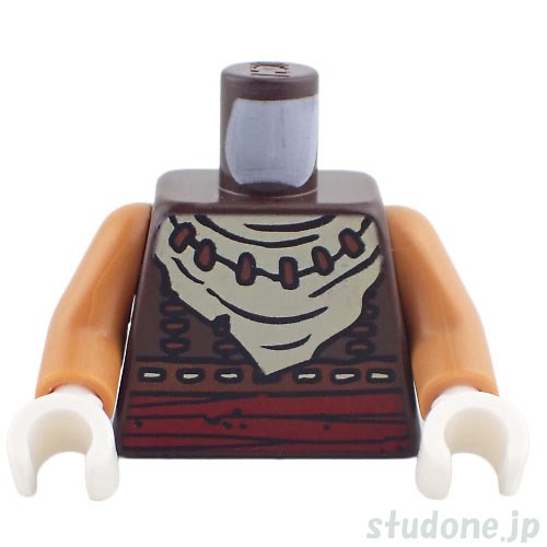 LEGO レゴ アクセサリー トルソー(ベスト ダークブラウン・バンダナ/ネックレス/ベルト) パーツ 部品 正面画像