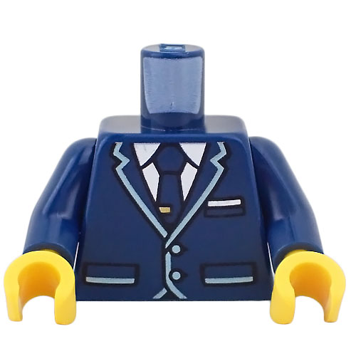 LEGO レゴ アクセサリー トルソー(スーツ ダークブルー・タイ/メタリックライトブルー トリム) パーツ 部品 正面画像