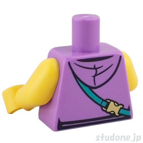 LEGO レゴ アクセサリー トルソー(パーカー ミディアムラベンダー・シャツ ストライプ/ショルダーバッグ) パーツ 部品 後ろ画像