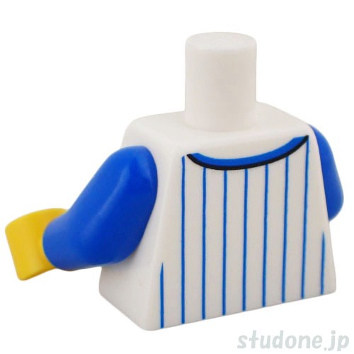 LEGO レゴ アクセサリー トルソー(ベースボールジャージ ホワイト・ブルー ストライプ/B) パーツ 部品 後ろ画像