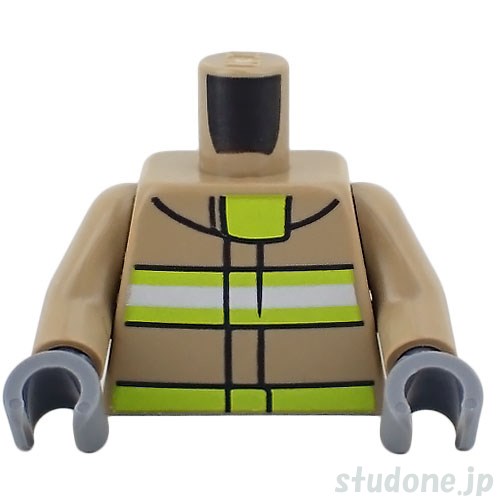 LEGO レゴ アクセサリー トルソー(ファイア リフレクティブ ジャケット ダークタン) パーツ 部品 正面画像