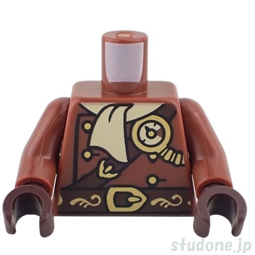 LEGO レゴ アクセサリー トルソー（アビエーター レザー ジャケット レディッシュブラウン・スカーフ/ベルト/スチームタンク） パーツ 部品 正面画像