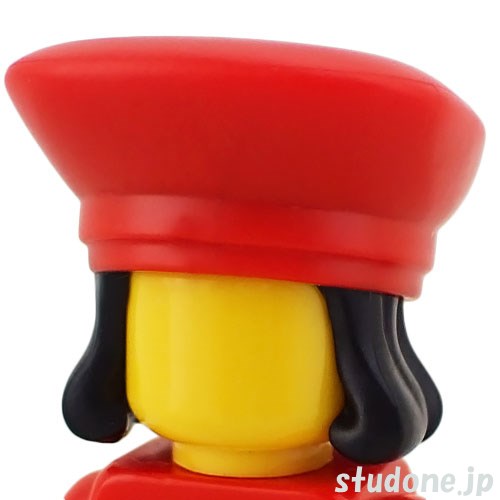 LEGO レゴ アクセサリー ヘア(ブラック・公爵の帽子 レッド) パーツ 部品 正面画像