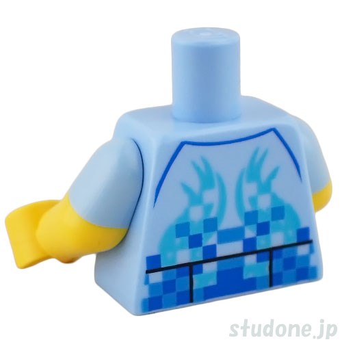 LEGO レゴ アクセサリー トルソー(サイクル ジャージ ブライトライトブルー・半袖/チェック パターン) パーツ 部品 後ろ画像