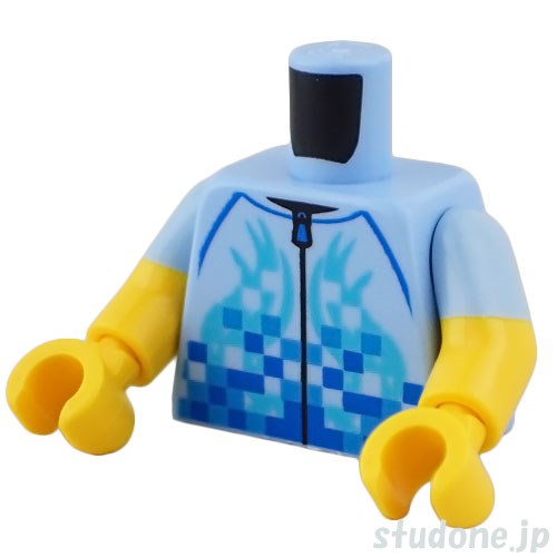 LEGO レゴ アクセサリー トルソー(サイクル ジャージ ブライトライトブルー・半袖/チェック パターン) パーツ 部品 正面画像