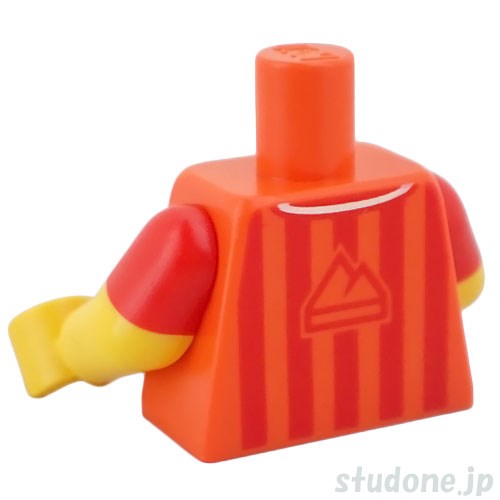 LEGO レゴ アクセサリー トルソー(レフリー シャツ レディッシュオレンジ・サッカーボールロゴ/ホイッスル) パーツ 部品 後ろ画像