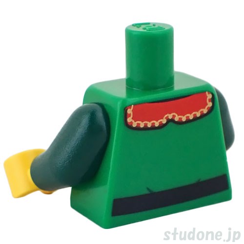 LEGO レゴ アクセサリー トルソー(コート グリーン・カラー/ベルト) パーツ 部品 後ろ画像