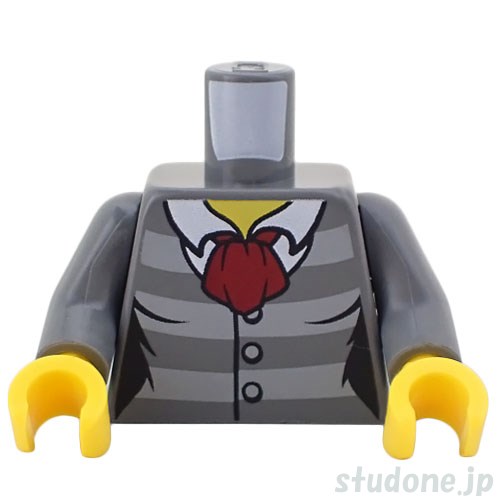 LEGO レゴ アクセサリー トルソー(ジャケット ダークブルーイッシュグレー・ストライプ/スカーフ) パーツ 部品 正面画像